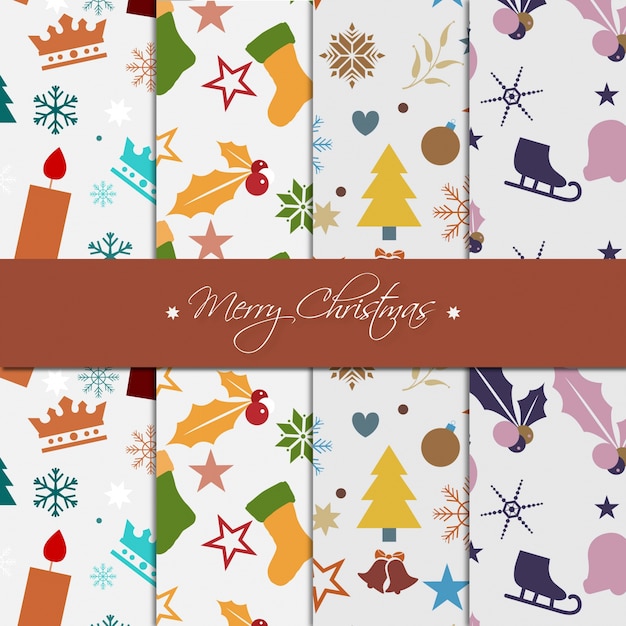 Vetor set of chrismas pattern collection dessiner