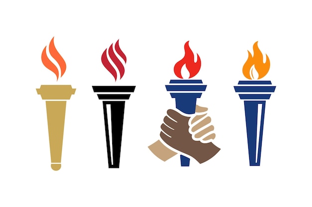 Set torch icon logo vector ilustração torch design vector