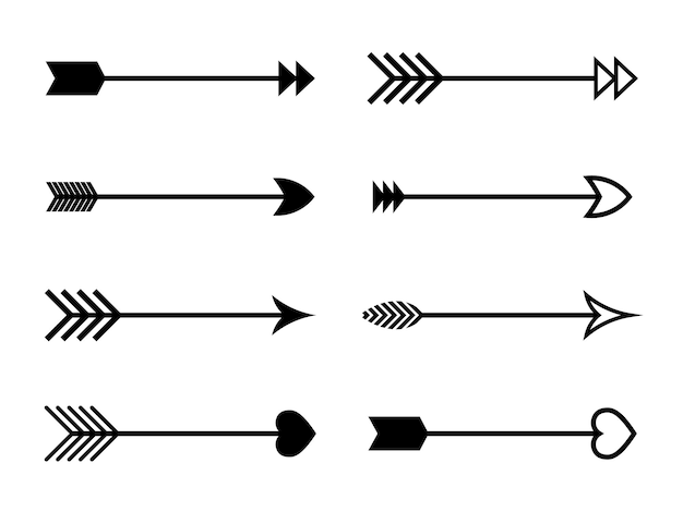 Vetor seta clip art definido em vetor em fundo branco. recursos gráficos