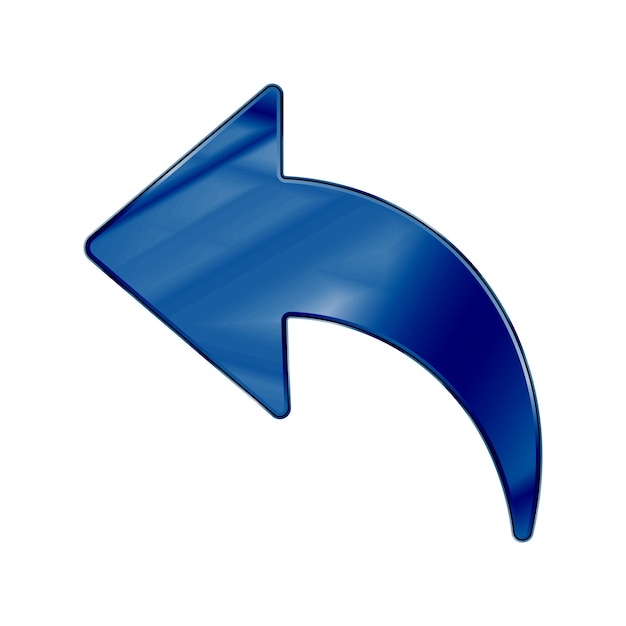 Vetor seta de ícone da web de metal cromado de cor azul escuro