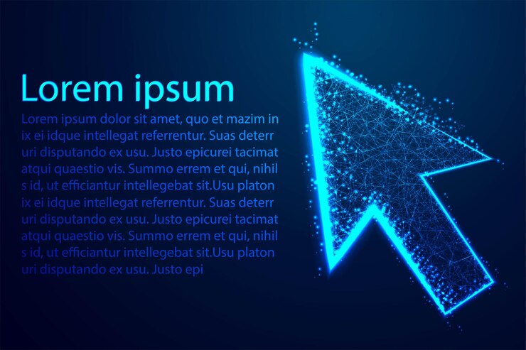Vetor seta do cursor abstrato low poly wireframe design navegação de escolha na internet ou outra ilustração ou plano de fundo do conceito