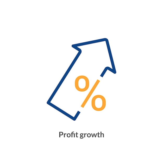 Seta do gráfico de ícone de crescimento de lucro lucro acima da ilustração de ícone de negócios de sucesso