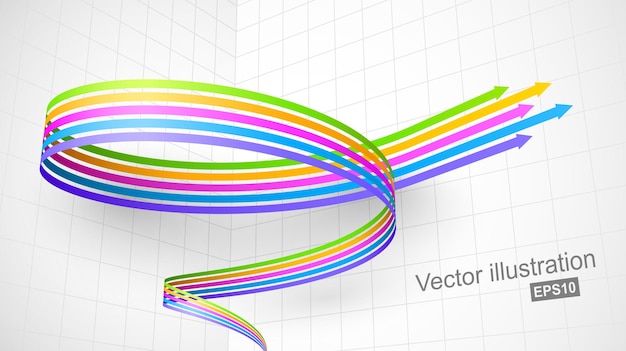 Vetor seta espiral colorida 3d