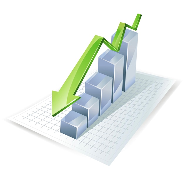 Seta para baixo do gráfico de falha de negócios