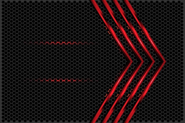 seta vermelha abstrata metallice com hexágono
