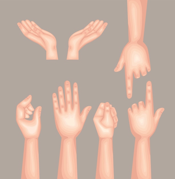 Sete mãos humanos