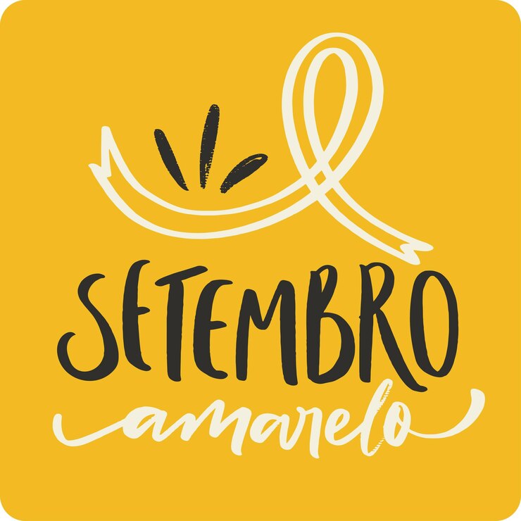 Vetor setembro amarelo amarelo setembro amarelo em português brasileiro mão moderna vector de letras