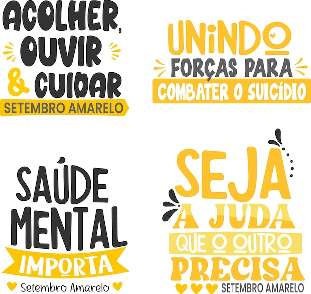 Vetor setembro amarelo frases para campanha