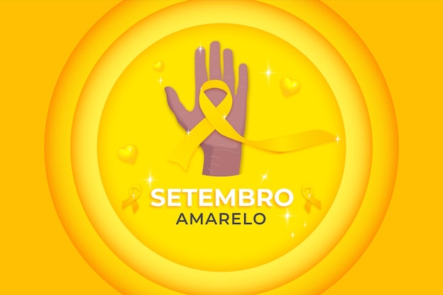 Vetor setembro amarelo segurando a fita