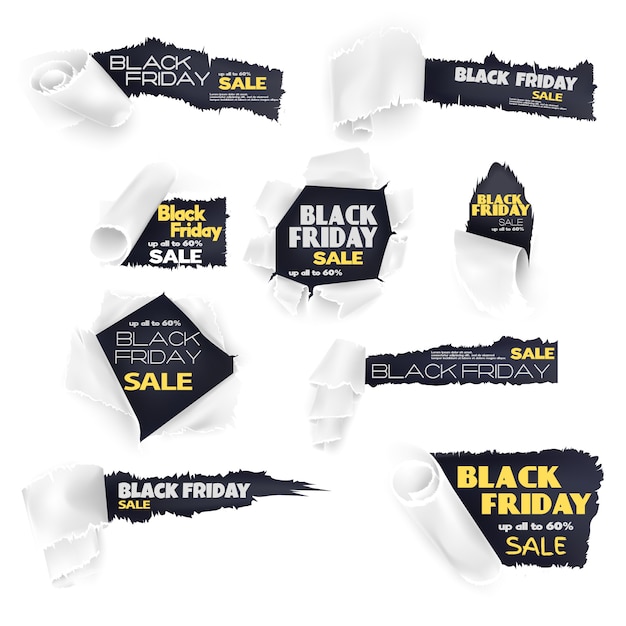 Sexta-feira negra venda papel banner conjunto