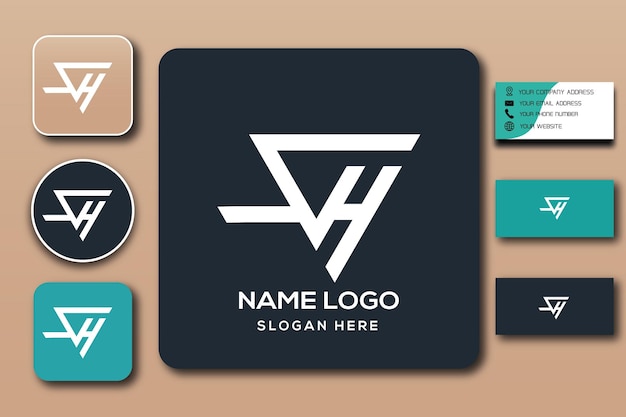 sh modelo de logotipo de monograma