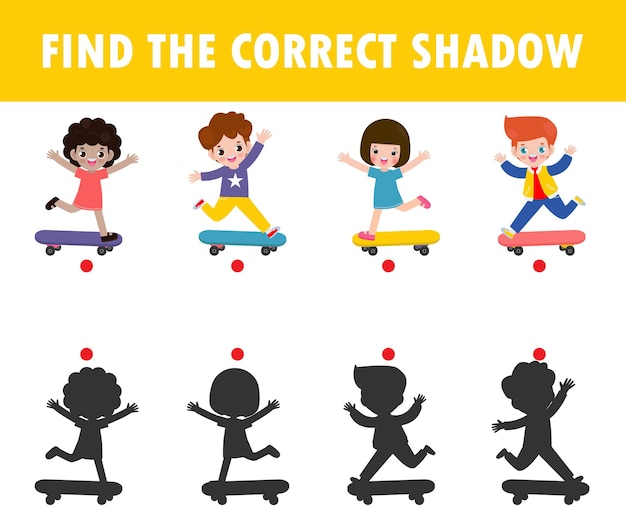 Shadow matching game para crianças. jogo visual para crianças encontrar a sombra correta