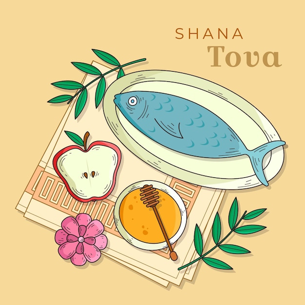 Shana tova desenhados à mão