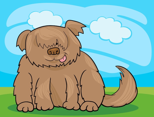 Vetor sheepdog shaggy dog ​​cartoon illustration