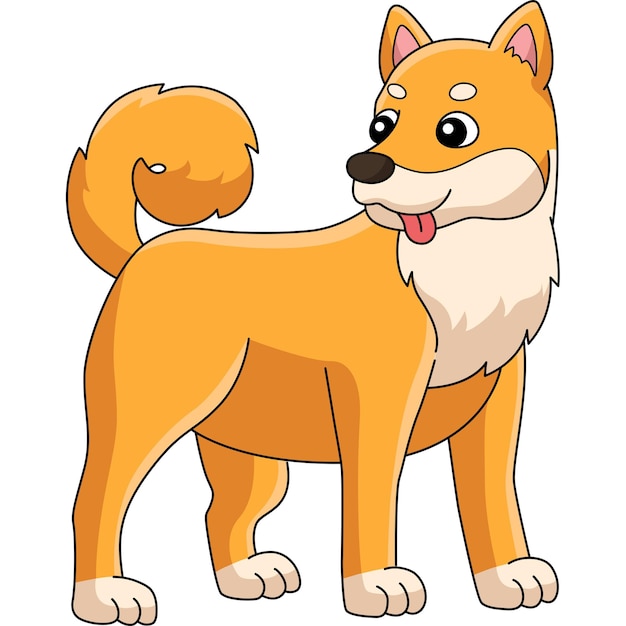 Vetor shiba inu cão cartoon ilustração colorida clipart