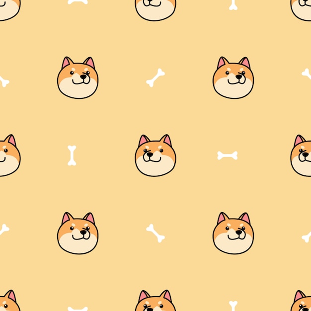 Shiba inu dog face cartoon padrão sem emenda