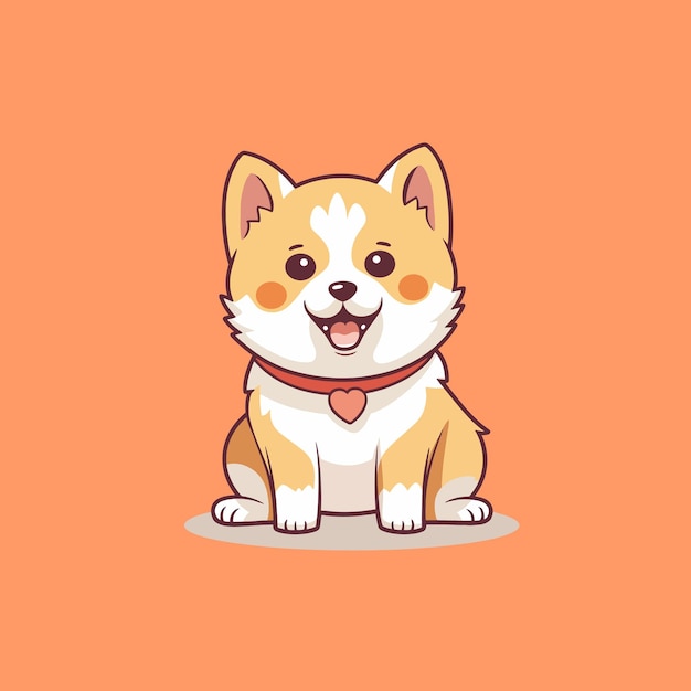 Shiba Inu Dog Sitting Shocked Cute Creative Kawaii Logotipo de mascote de desenho animado