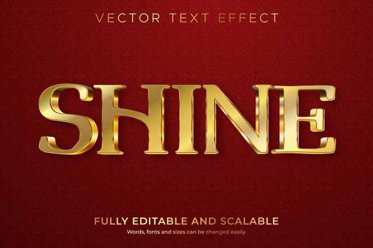 Vetor shine editable texto efeito estilo de luxo