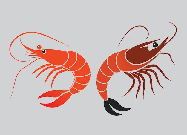 Shirmp Ícone sólido Vector de arte de camarão Design plano de camarão