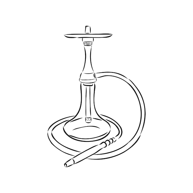 Shisha cachimbo de água mão desenhada doodle ilustração isolada no quadro-negro para bar de narguilé ou salão ilustração vetorial de cachimbo de água com cachimbo hubble bolha oriental bar