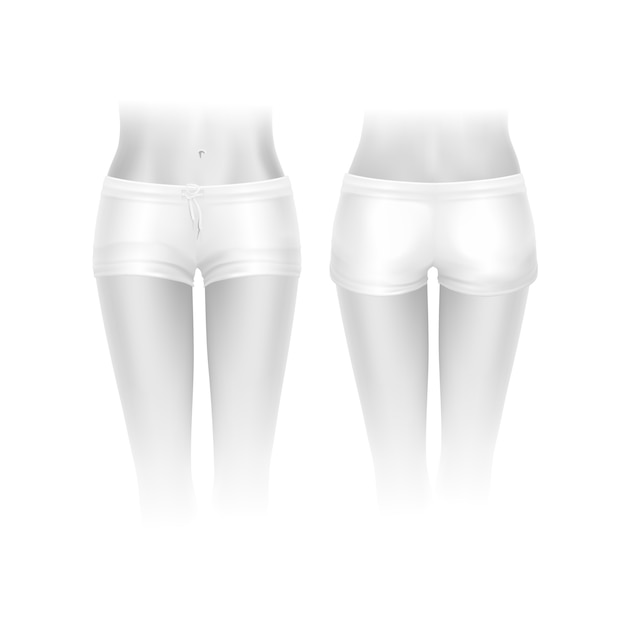 Vetor shorts brancos para mulheres isoladas