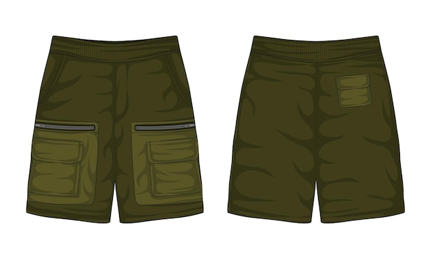 Vetor shorts casuais ao ar livre modelo de visão frontal e traseira ilustração vetorial