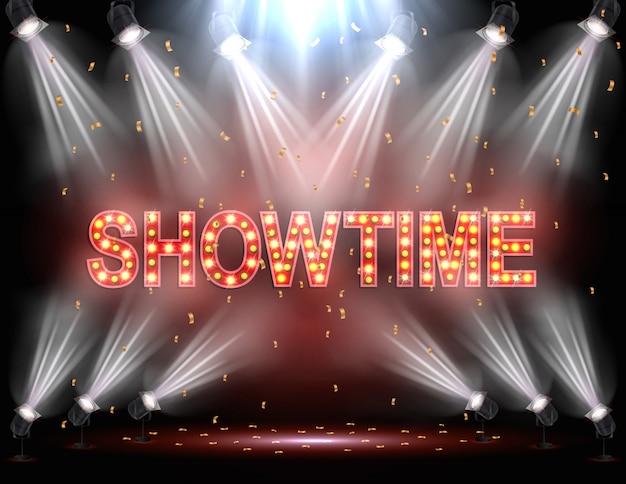 Showtime fundo iluminado por holofotes