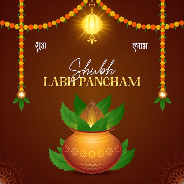 Shubh labh pancham desejando design de post com fundo limpo e escuro