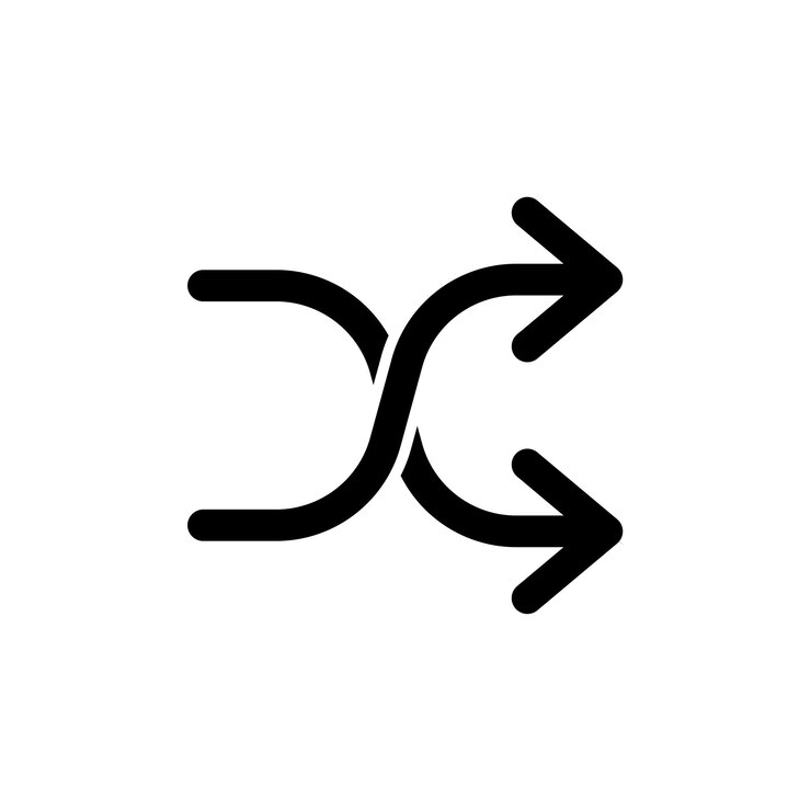 Vetor shuffle arrow icon set cross random e double vector símbolo em um preto preenchido e delineado estilo mix and match sign