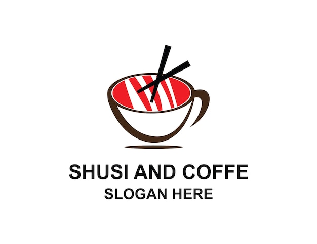 Shusi e coffe resto logotipo premium