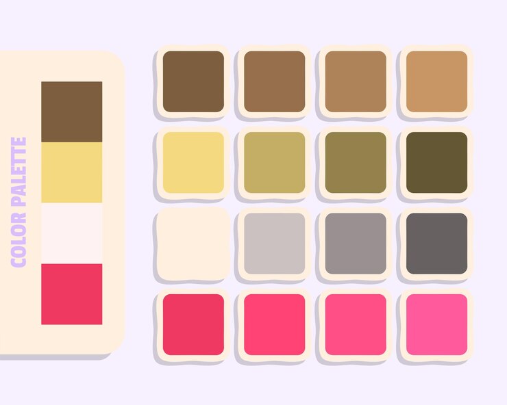Vetor siena khaki lavanda blush teoria da cor vermelha indiana cores harmoniosas catálogo de amostras de design e