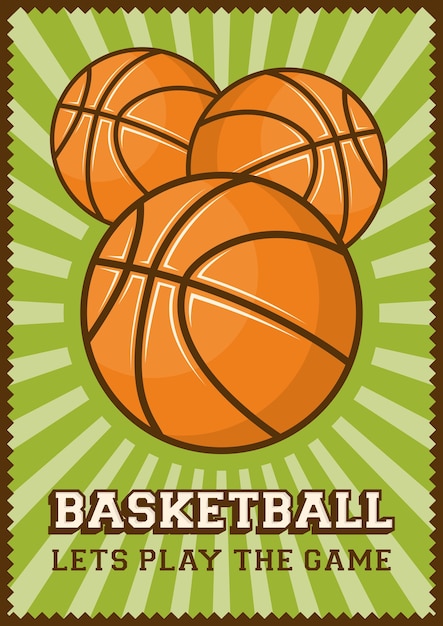 Signage retro do cartaz do pop art do esporte do basquetebol