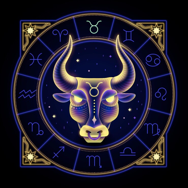 Vetor signo de néon do zodíaco de touro