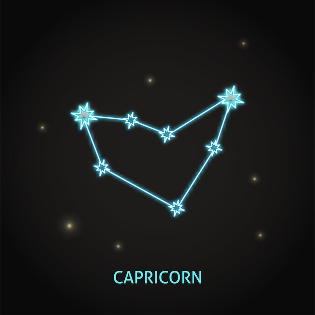 Signo do zodíaco capricórnio neon em fundo escuro