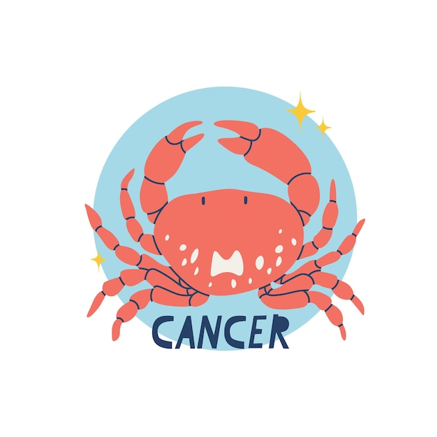 Signo do zodíaco de câncer O quarto símbolo do horóscopo Signo astrológico dos nascidos em julho Ilustração vetorial para design