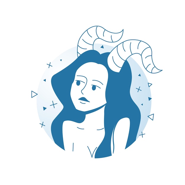 Signo do zodíaco feminino moderno minimalista Capricórnio Astrologia personagem místico vetor ilustração estilizada em estilo plano de contorno