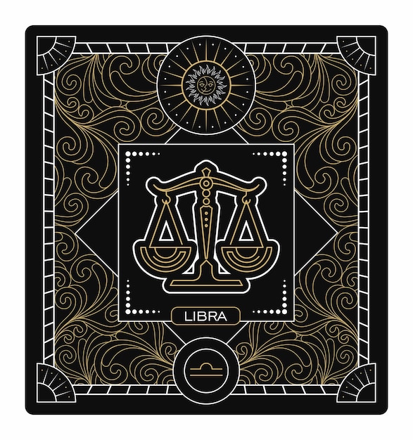 Signo do zodíaco libra preto e dourado