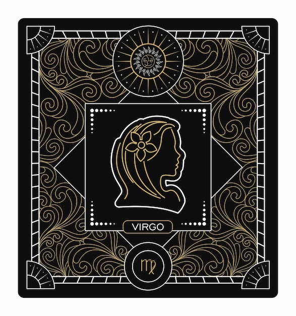 Vetor signo do zodíaco virgem preto e dourado