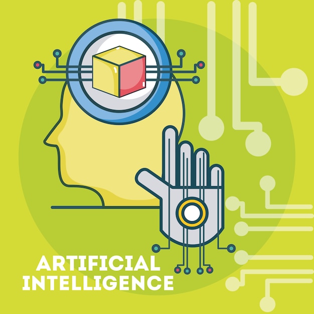 Vetor sihouette de cabeça de inteligência artificial