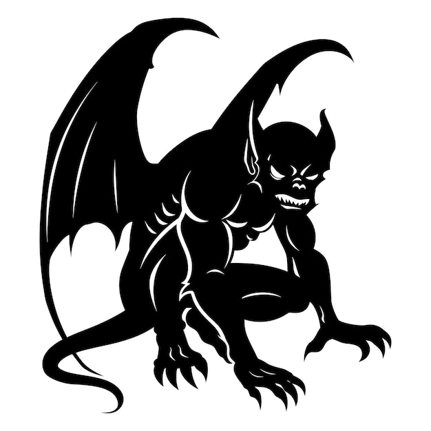 Silhouette gargoyle mythical creature monster em jogo mmorpg cor preta apenas
