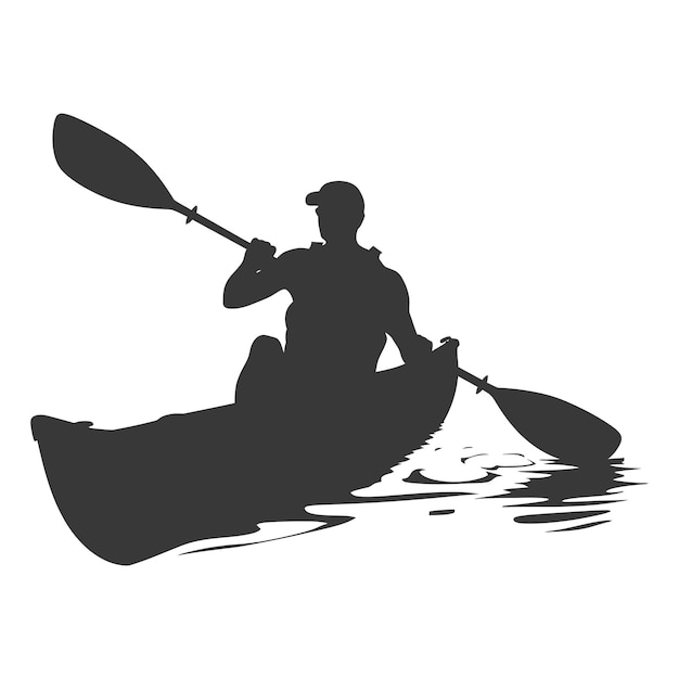 Silhouette man canoe player em ação corpo inteiro cor preta apenas