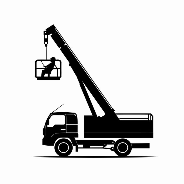 Vetor silhouette_of_aerial_work_platform_bucket_truck