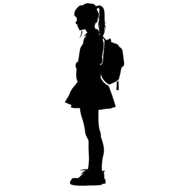Vetor silhouette the student girl black color only full body