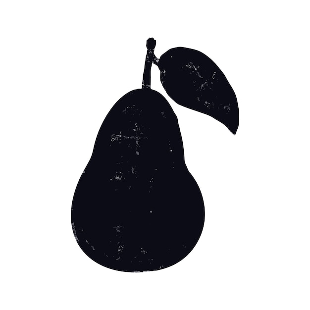 Silhoutte de pêra sobre fundo branco símbolo de frutas em preto e branco estilo plano ilustração em vetor