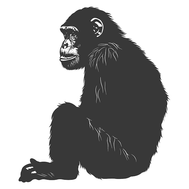 Vetor silhueta animal de chimpanzé só cor preta