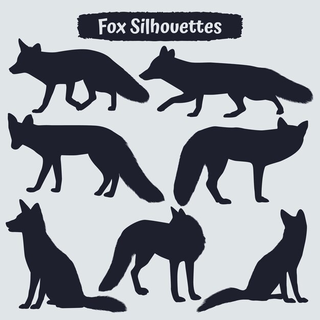 Silhueta animal fox em poses diferentes