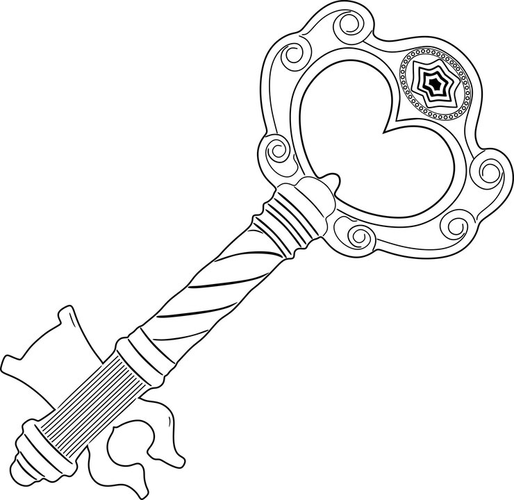 Vetor silhueta artesanal de design de linha de logotipo de chave vintage