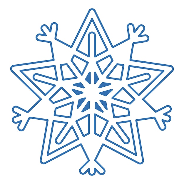 Vetor silhueta azul de floco de neve elemento de decoração de festival de inverno neve de inverno natal símbolo de milagre puro ícone vetorial de linha simples isolado em fundo branco