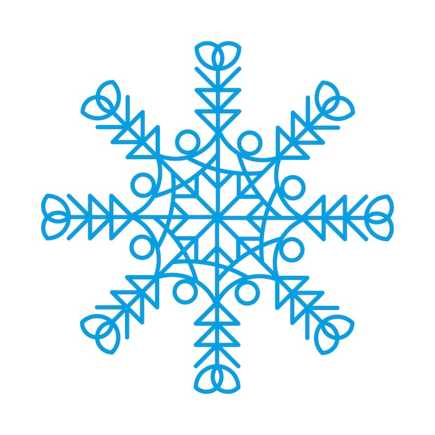 Silhueta azul do símbolo do floco de neve isolada no fundo branco