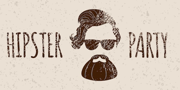 Silhueta barbudo hipster com letras - festa hipster.